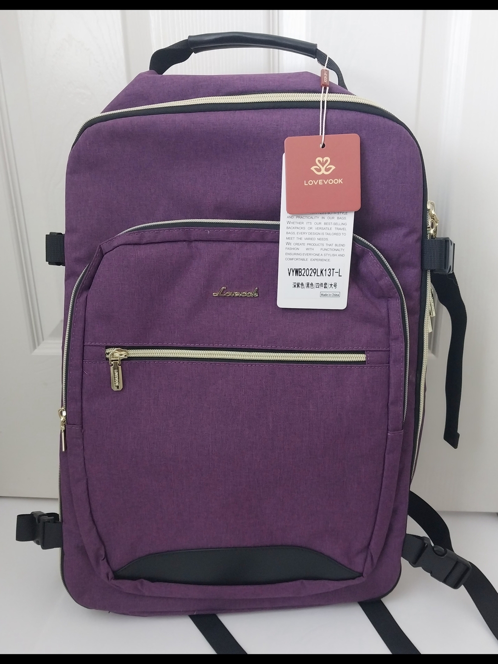 NWT Stylish Lovevook 40L Travel Backpack In Deep Purple. TSA Compliant